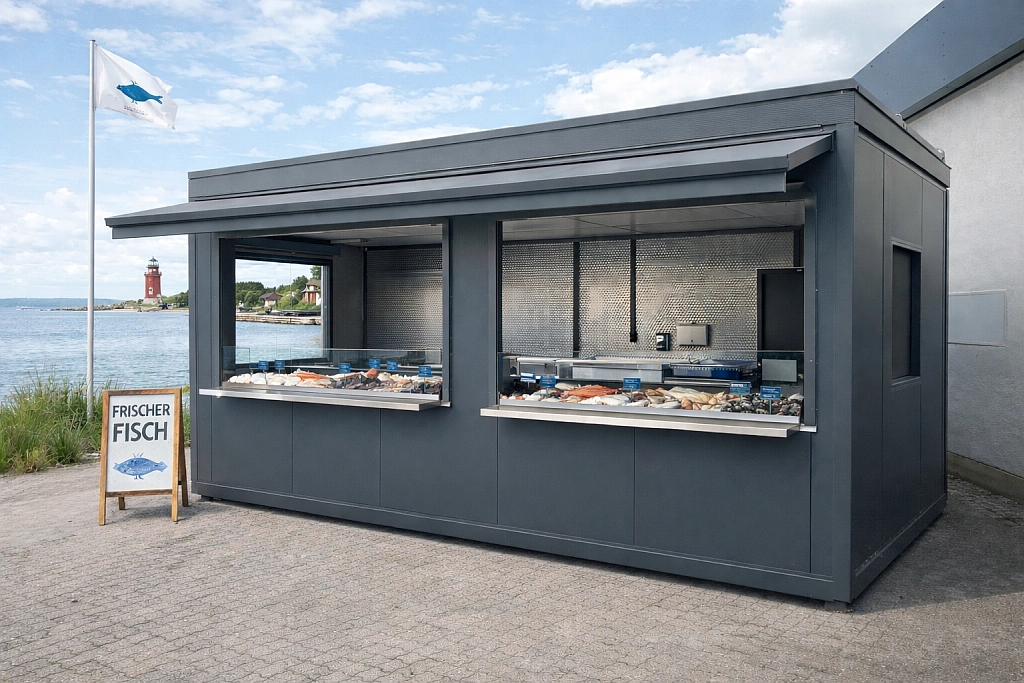 Fisch- und Imbisscontainer an der Promenade